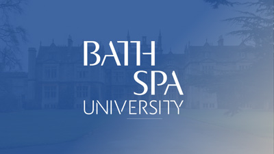 Shows the Bath Spa University logo with the Bath Spa University building as a background