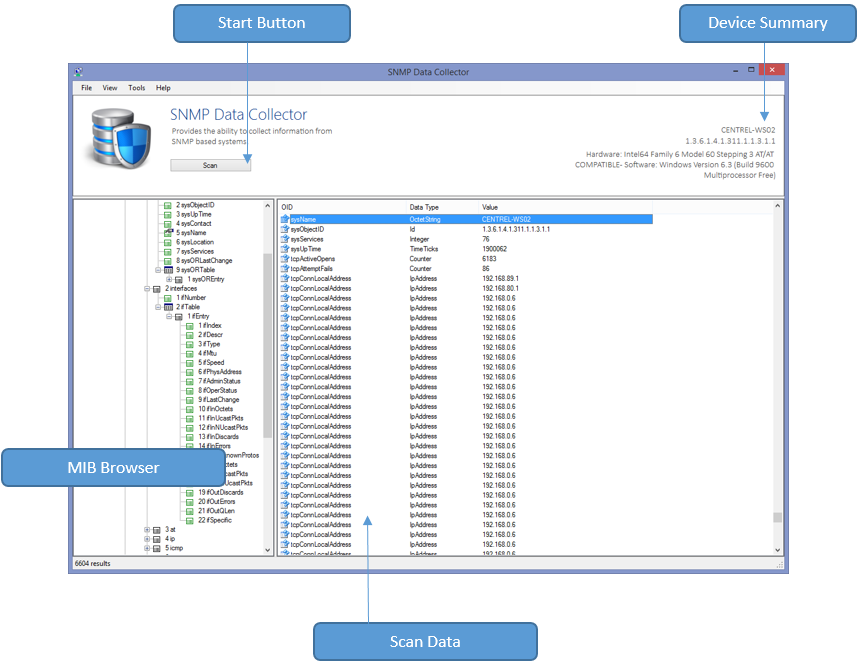 Screenshot of MIB browser