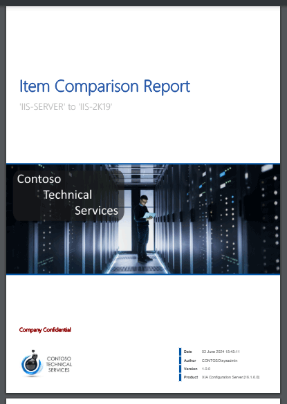 Screenshot of the cover page of a PDF containing the comparison results