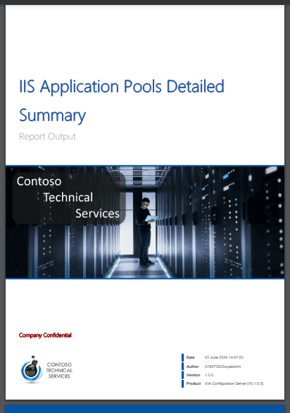 Screenshot of the IIS application pools detailed summary report cover