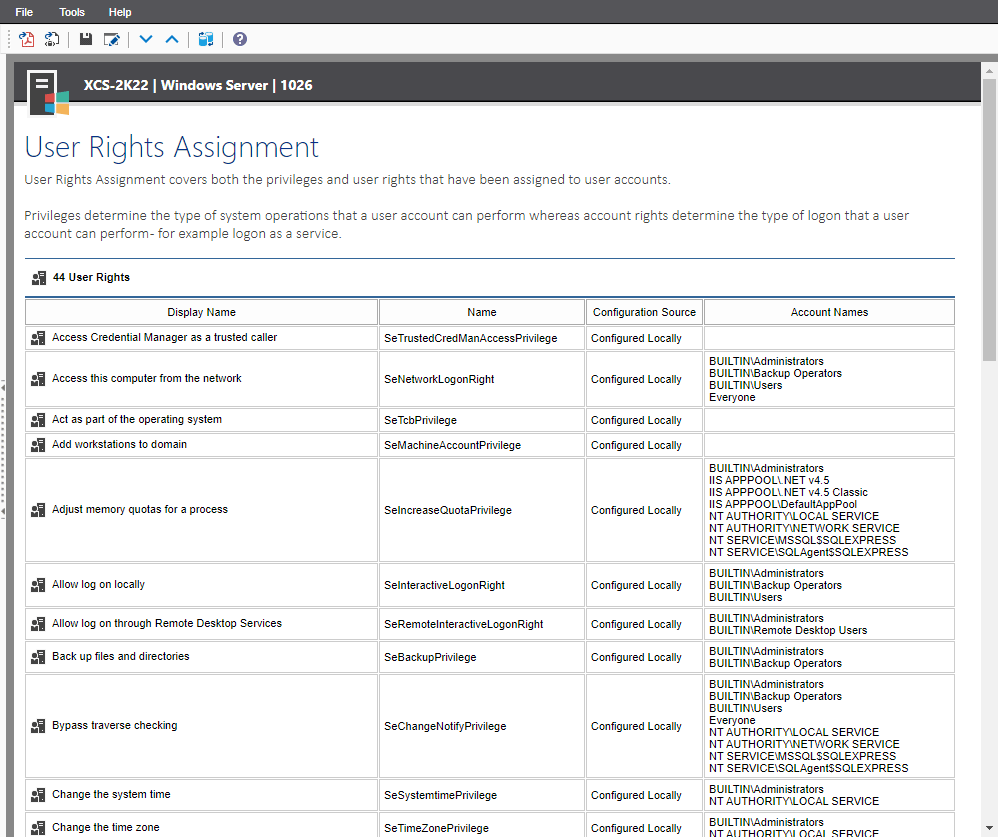 user rights assignment windows 11